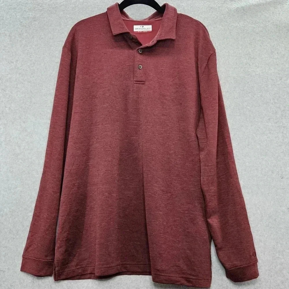 GrandSlam Performance Long Sleeve Red Golf Polo Men's‎ Size XL